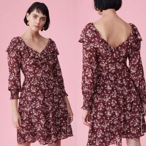 REBECCA TAYLOR Tilda Silk Floral Burgundy Dress Size 0